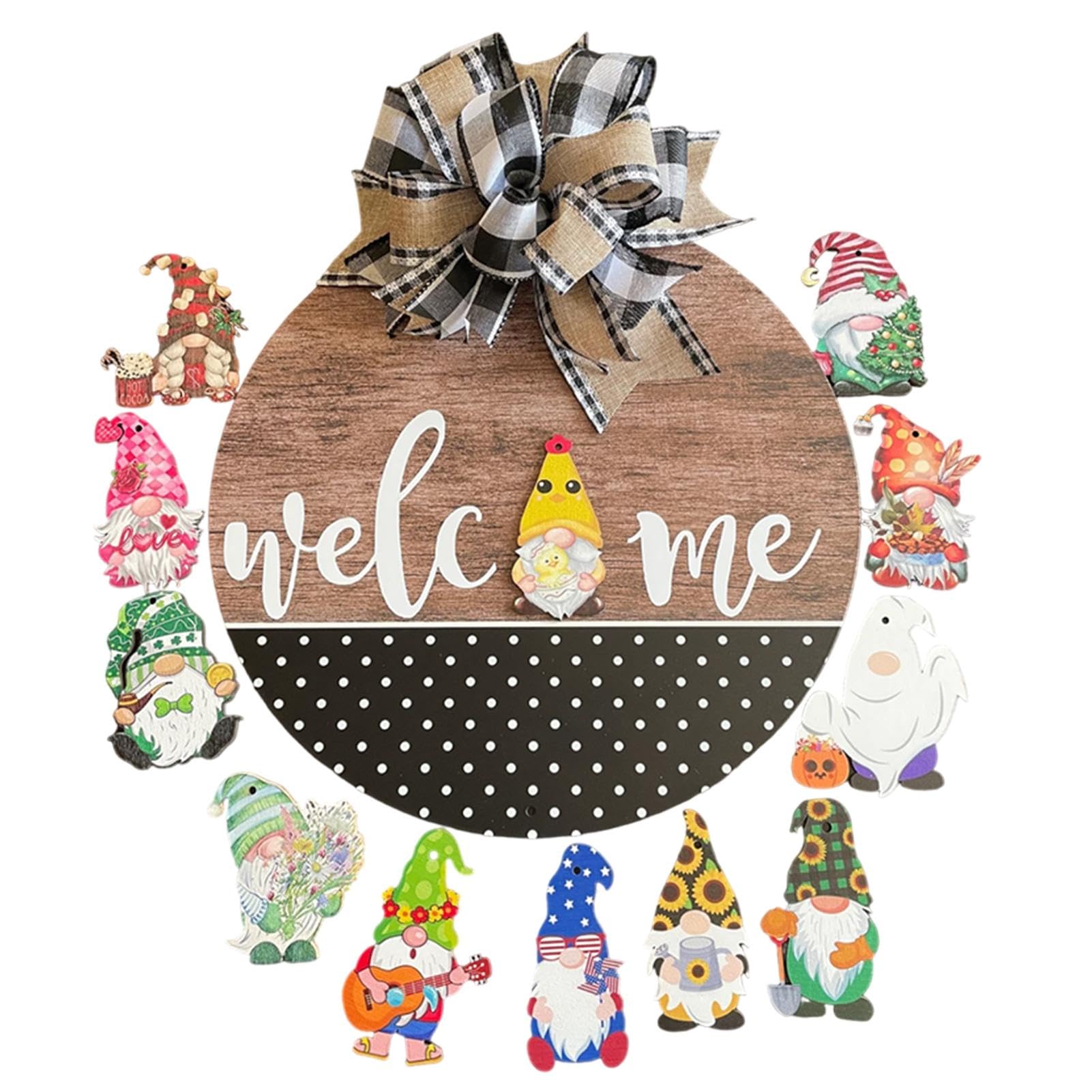 Panneau de Noël Gnome en bois avec 13 décors interchangeables pour porte