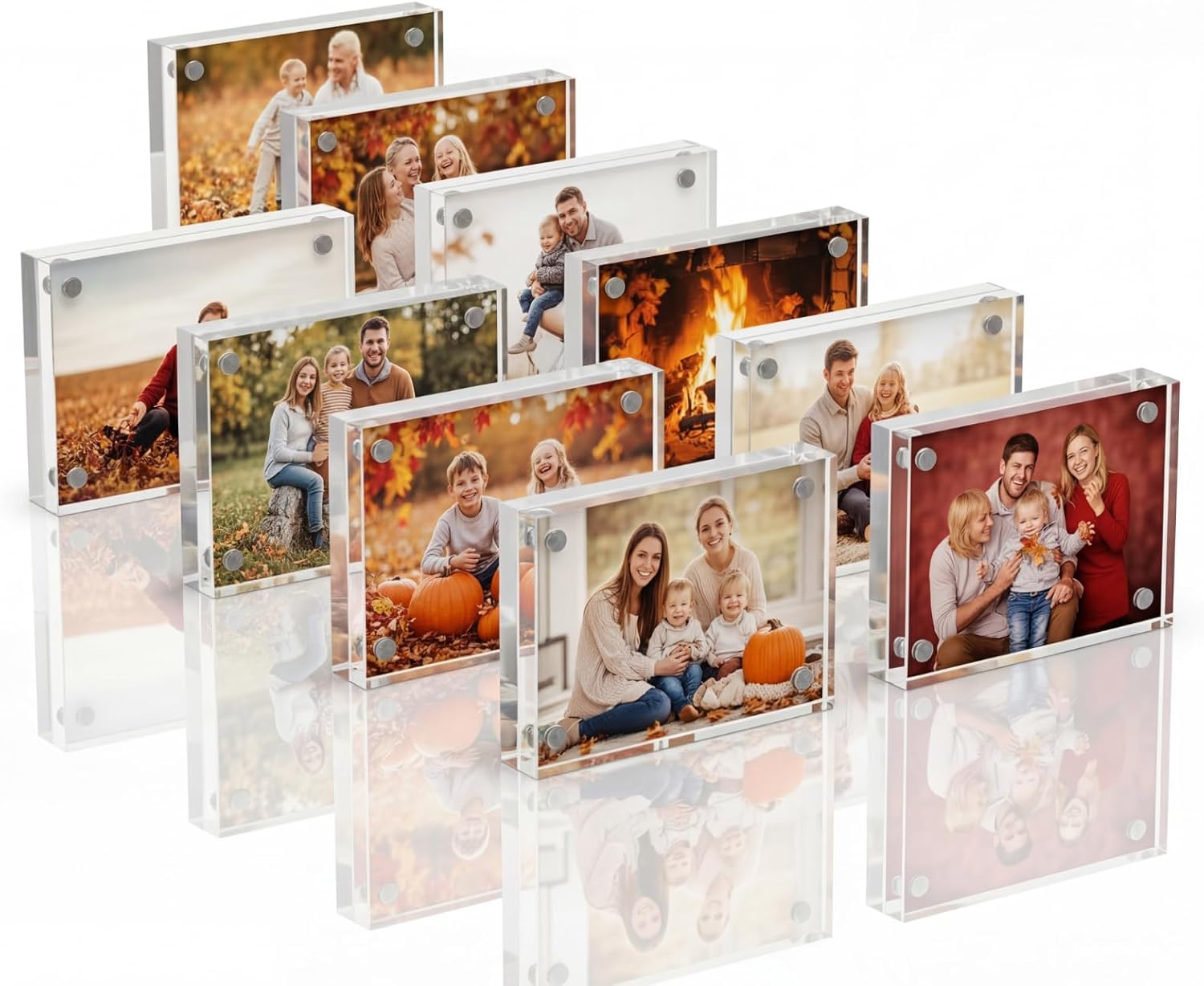 Wesiti 10 Pcs Mini Acrylic Picture Frames Clear Acrylic Photo Desktop Display Double Sided Wallet Freestanding Frames for Film Photos Cards Stamp Business Card Souvenirs (2" X 2")