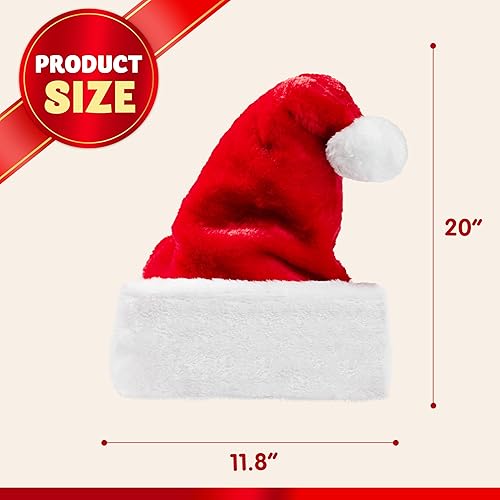 Miniatura 6 de JOYIN Sombreros de Navidad, paquete de 4 sombreros de Papá Noel de alta calidad, sombreros de Navidad de terciopelo rojo para Navidad, suministros