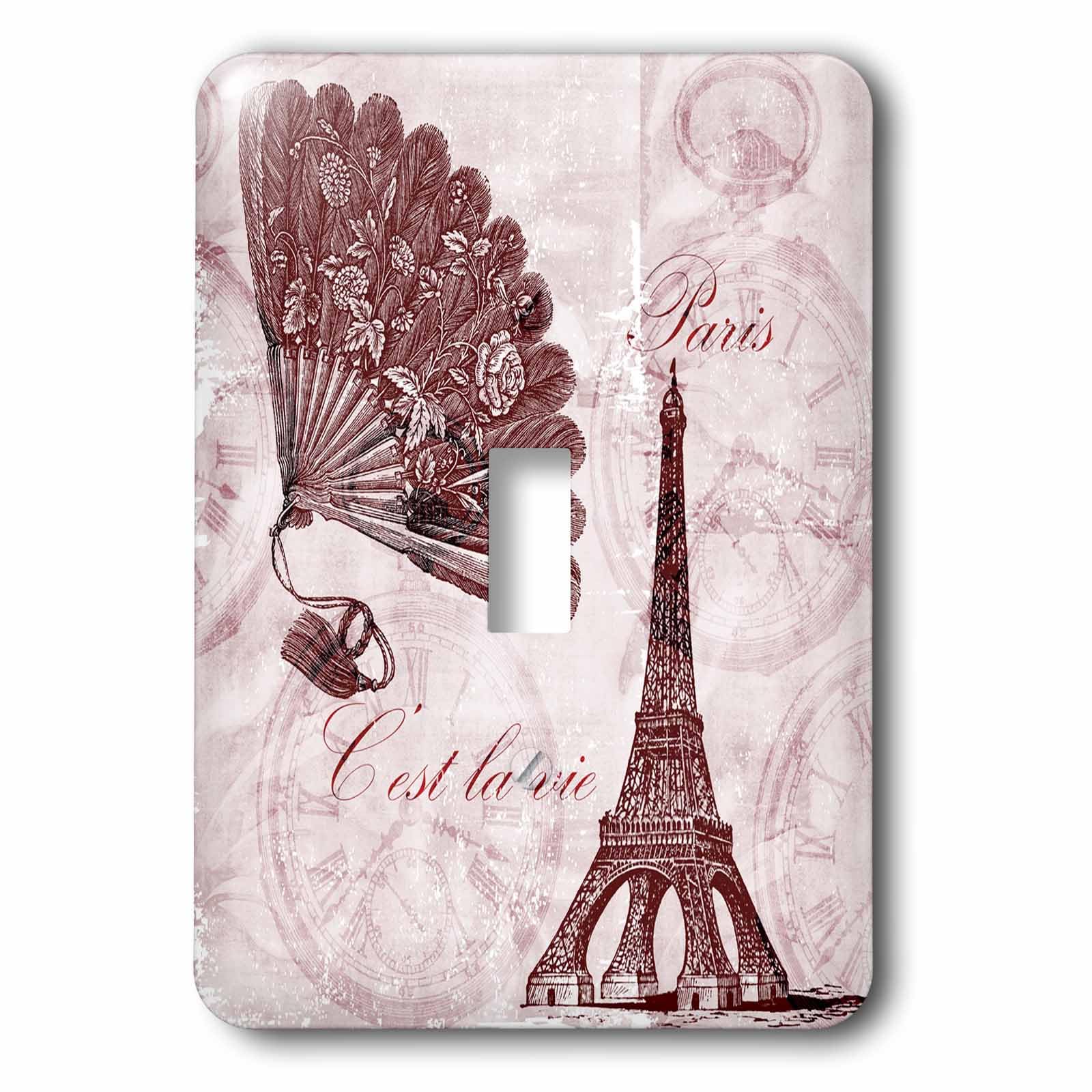 Tour Eiffel Vintage interrupteur rose pour une déco de chambre romantique
