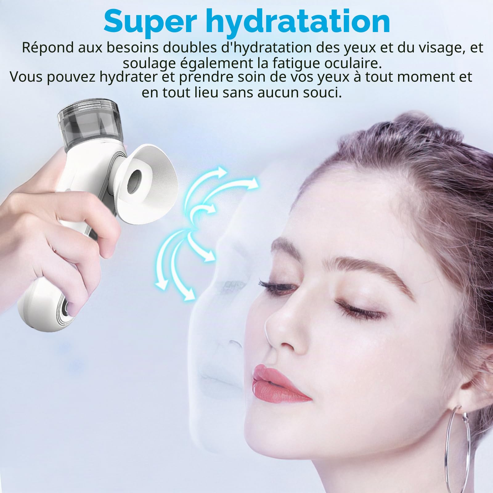 Vaporisateur à vapeur pour les yeux secs, nano-brume chauffante avec modes de compression chaude et froide, machine de thérapie à la vapeur portable pour soulager les yeux du visage pour hydrater et