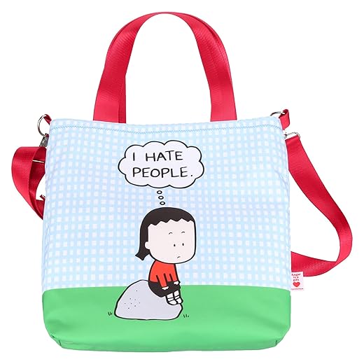 Angry Little Girls I Hate People Crossbody Tote Bag