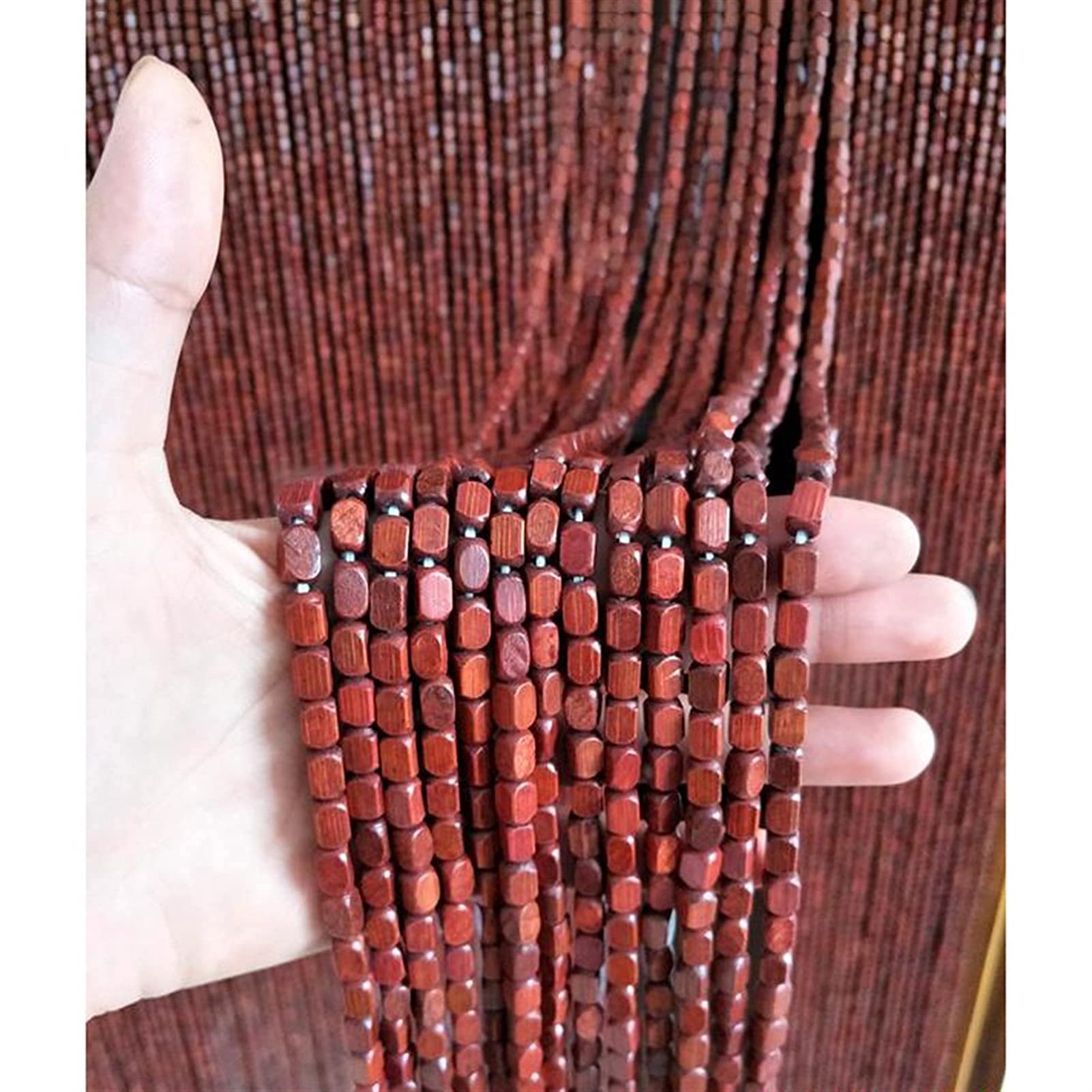 Perles en bois naturelles ficelles de porte rideau bicolore fait à la main