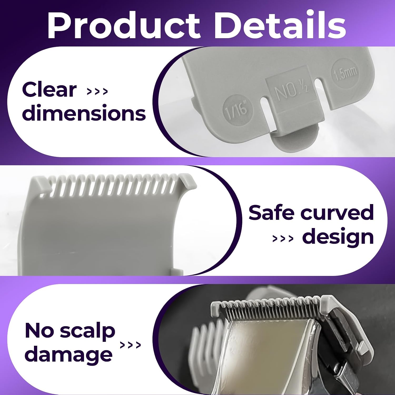6 PCS Clipper Guard Set for Wahl, Premium Nylon Trimmer Guards for Wahl #1/2, #1, #1-1/2, Clipper Guards to Cutting Hair