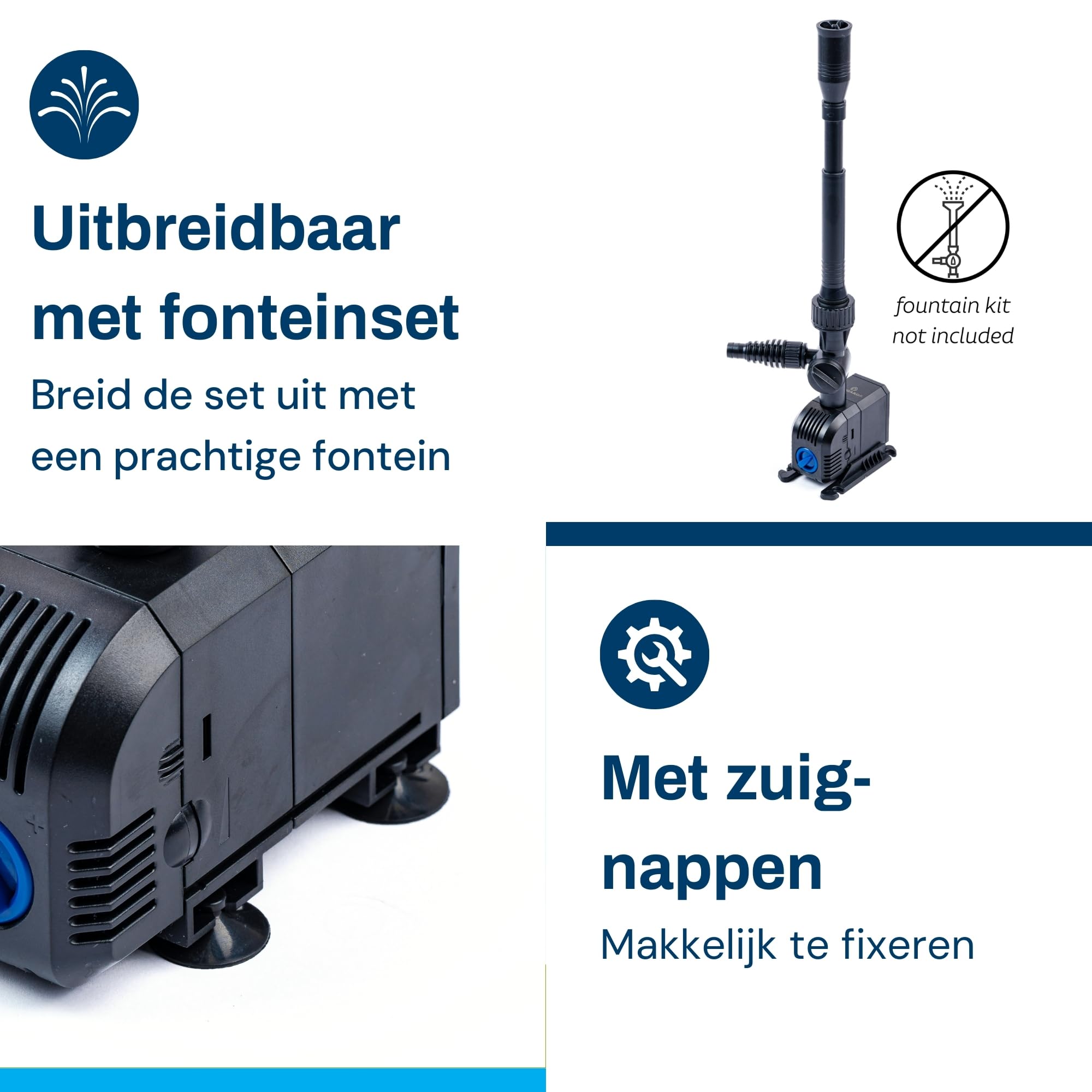 BluFlow Control 900 - Regelbare Teichpumpe - Springbrunnenpumpe - Filterpumpe - 900 Liter pro Stunde - 20 Watt