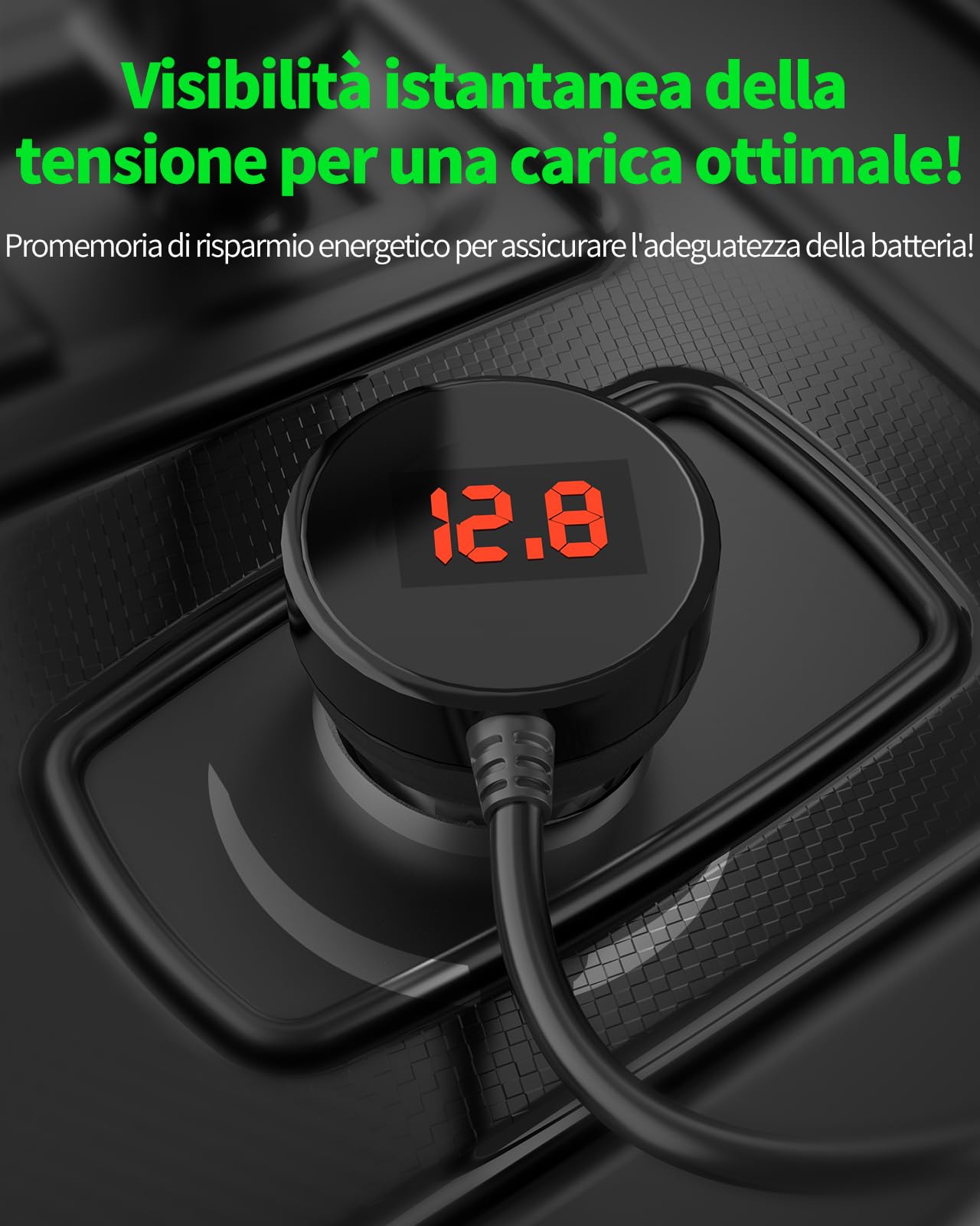YANTU Splitter Accendisigari Auto 120W/10A Con Interruttori - 2 Prese DC E Prolunga 50cm