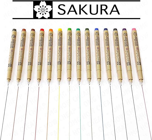 Sakura Pigma Micron - Colour Pigment Fineliners - Set of 14 - XSDK05-0.45mm