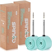 2-Pack SPINGO TPU Inner Tube 700C with Aluminum Alloy Valve | 48g Ultralight TPU Tubes 700c x 23c-32c with 80mm/60mm/48mm Presta Valves for Road Bike Spare Tire for Training & Cycling