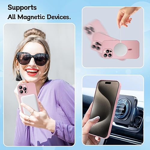 Miniatura 2 de ankofave Funda magnética para iPhone 14 Pro Max de 6.7 pulgadas, compatible con MagSafe, diseño metálico suave mate con protectores de lente y 2