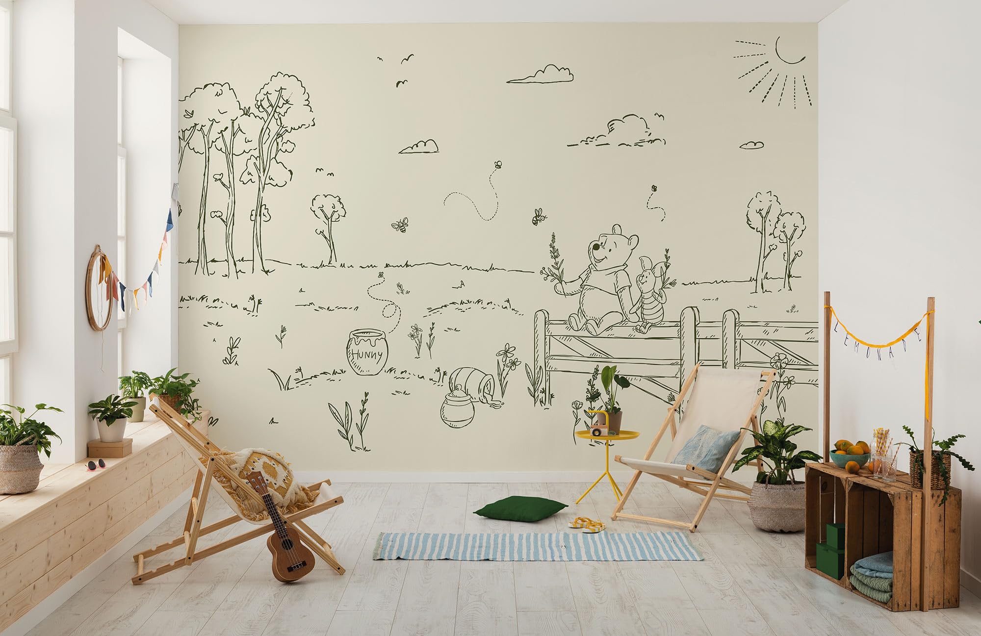 Komar Non-Woven Photo Wallpaper Disney Winnie the Pooh Bee at One with Nature Size 400 x 250 cm Children's Wallpaper