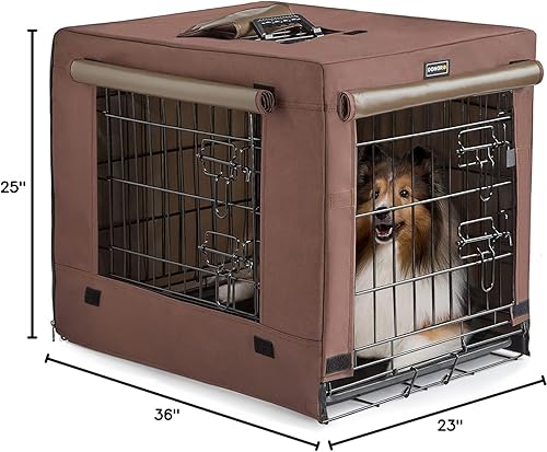 Miniatura 7 de DONORO Kit de jaulas para perros de tamaño pequeño para interiores con cubierta de jaula para perros, perreras de doble puerta y casas para