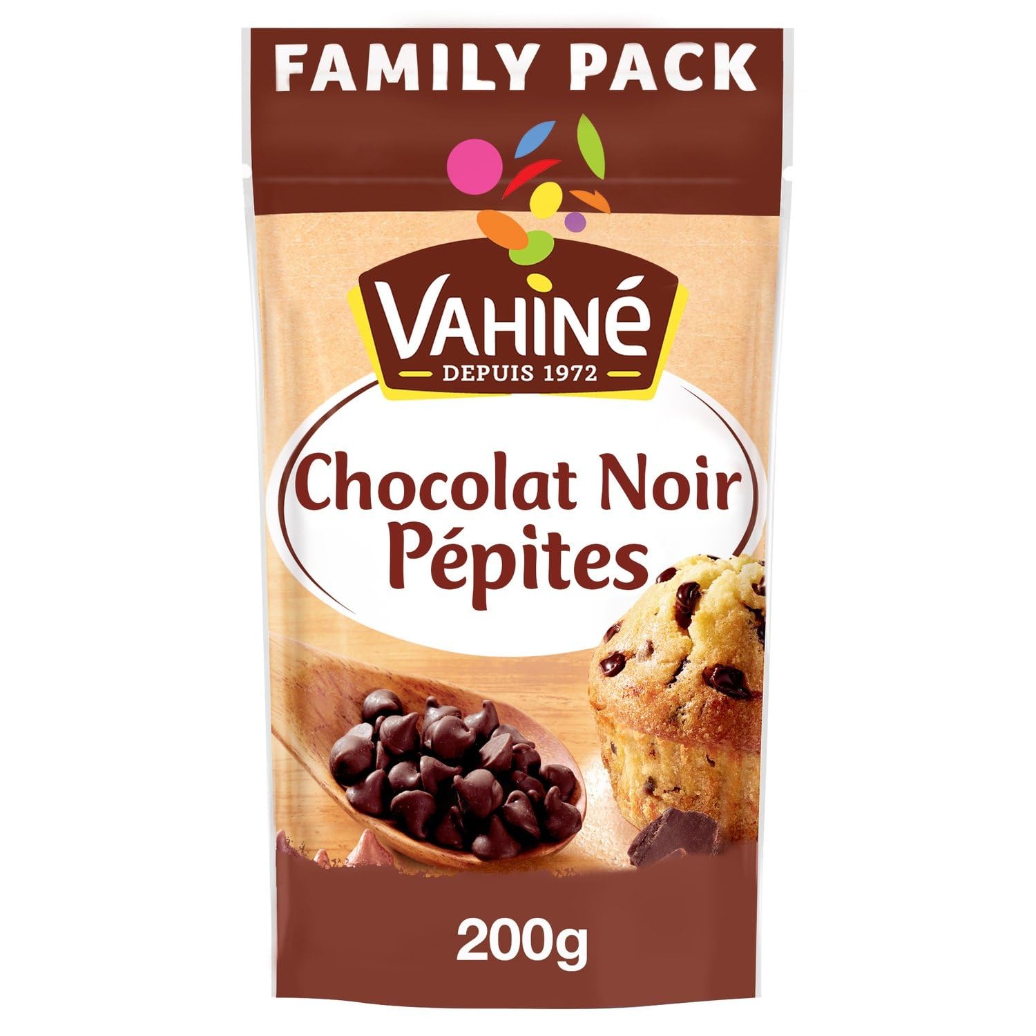 Pépites chocolat noir VAHINE - le sachet de 200 g Lot De 3 - Par Lot