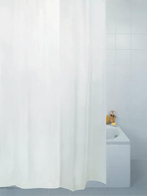 Fabric Bathroom Shower Curtain Plain White 180 x 220 cm Extra Long Hallways ®