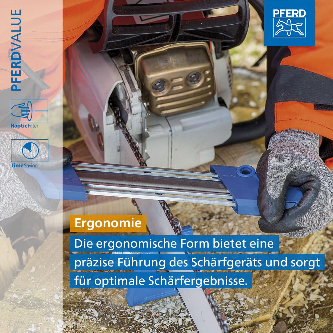 PFERD TOOLS Kettensägeschärfgerät Chain Sharp CS-X, Feilen-ø 4,8 mm, 11098048 - Sägezahn und Tiefenbegrenzer in einem Arbeitsgang bearbeiten