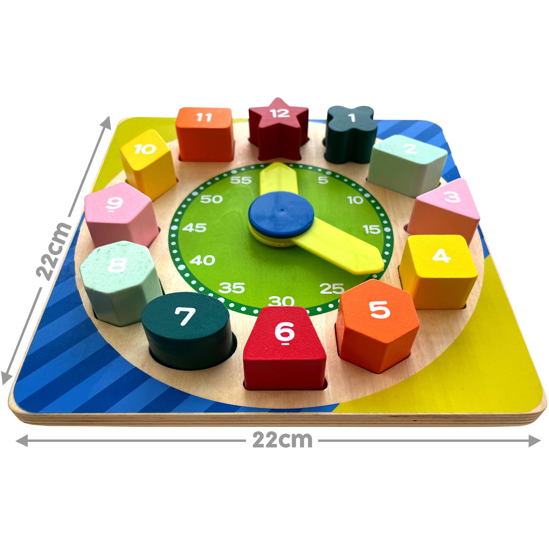 Orologio di Legno forma Smistatore di forme Puzzle giocattolo che insegna il tempo, il numero e le forme - Regali di Compleanno Educativi Montessori 18M+per Bambini