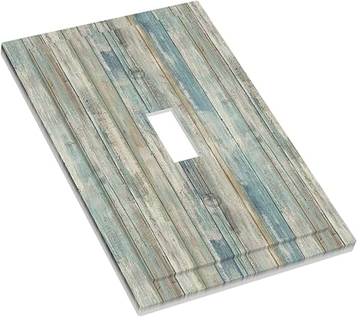 Miniatura 3 de Cubierta de interruptor de luz de 1 cuadrilla, placa de pared para dispositivo de palanca individual, vintage, rústico, azul, turquesa, índigo,