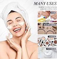 Vista 4 de SATINIOR 24 tarros de plástico transparente vacíos con tapas, recipientes de almacenamiento redondos de boca ancha para productos de belleza, loción