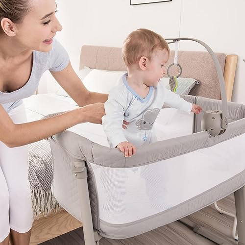 Miniatura 9 de Cuna para bebé estilo moisés de RONBEI, para recién nacido, con ruedas integradas