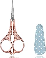 Vista 8 de BIHRTC Tijeras pequeñas para manualidades de 4.5 pulgadas, con cubierta de cuero, multiusos, vintage, punta de acero inoxidable, herramienta