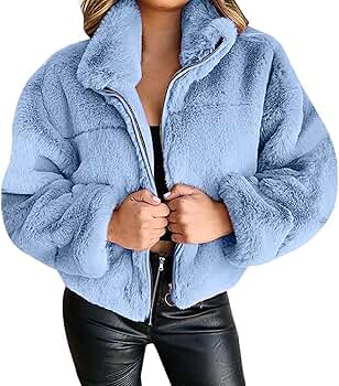ジャケット・アウター runrunADORABLE SHAGGY CHECK COAT Women's Faux Fur Jacket Shaggy Jacket Winter Fleece Coat