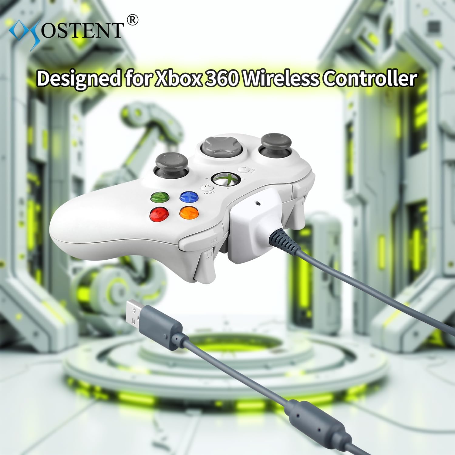 OSTENT 2 in 1 Charger Cable + Rechargeable Battery Pack for Xbox 360 Wireless Controller Color Black