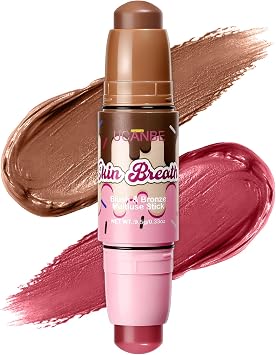UCANBE Blush & Bronzer Stick, 2-in-1 Multiuse Cream Makeup Stick, Dual-Ended Blush & Contour Stick, Buildable Blendable Cream Formula, Natural Glow Finish, Travel-Friendly 05 CHARMING BERRY