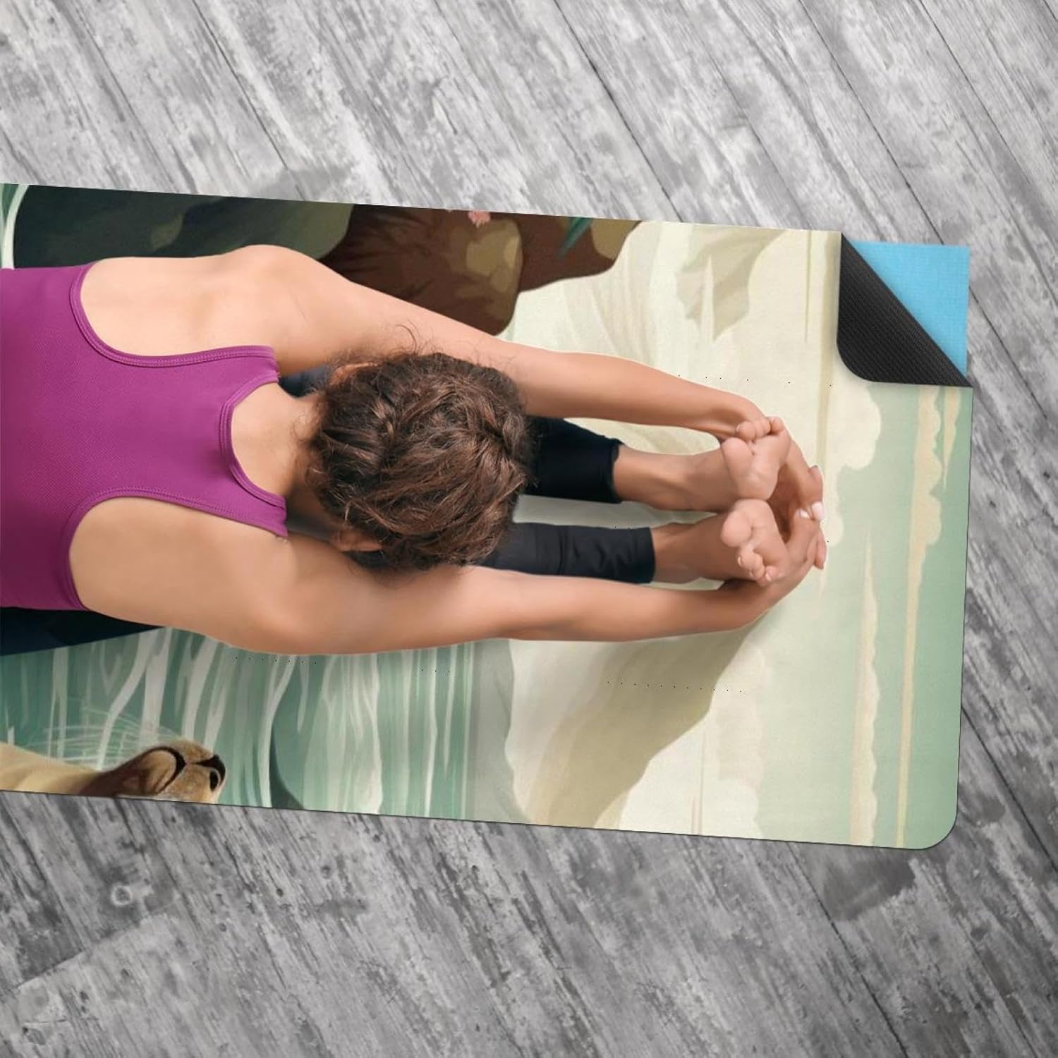 Yoga Towel, Sea Lion Pattern Non Slip Sweat Absorbent Hot Yoga Mat Towel for Hot Yoga, Pilates and Fitness - 72.8" x 26.8"