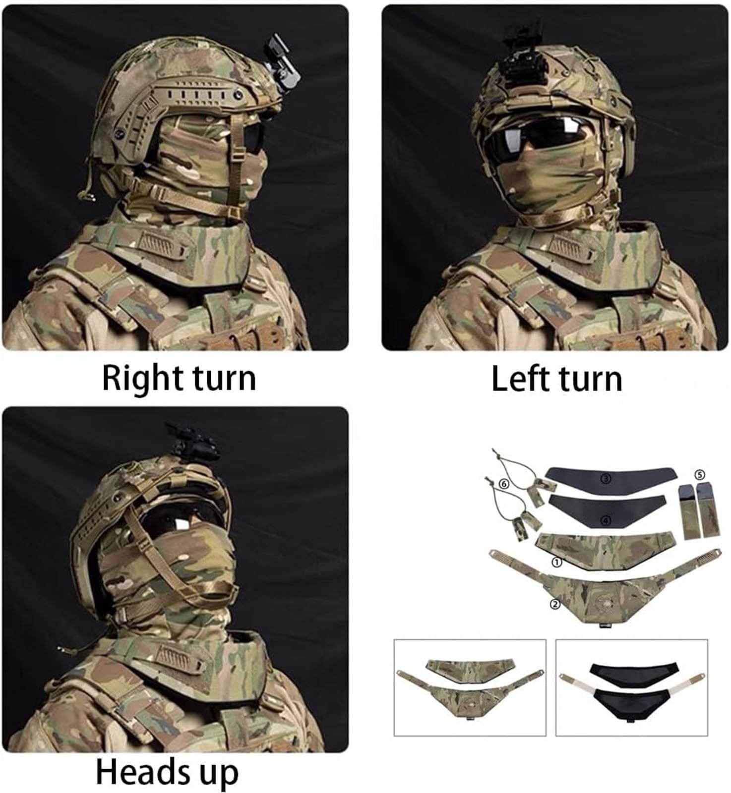 Protège-Cou Tactique for Gilet, Accessoires Tactiques Airsoft Paintball en Nylon Cordura 500D, Protège-Cou Épais Universels(E)