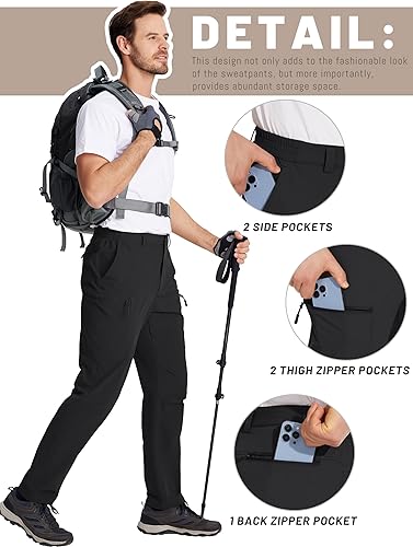 Miniatura 3 de TACVASEN Pantalones cargo de senderismo para hombre con 6 bolsillos, ligeros, resistentes al agua, de secado rápido, pantalones de trabajo tácticos