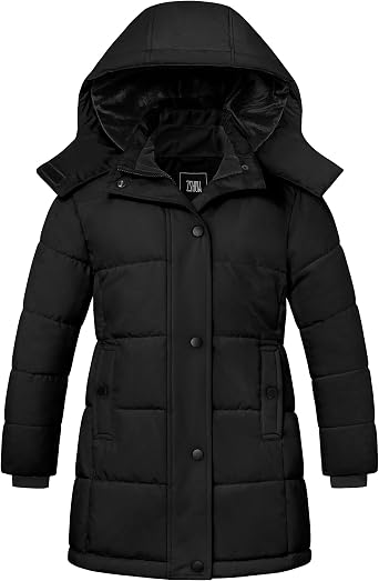 ZSHOW Girls Long Winter Coats Hooded Outerwear Puffer Jacket Quilted Waterproof Warm Parka