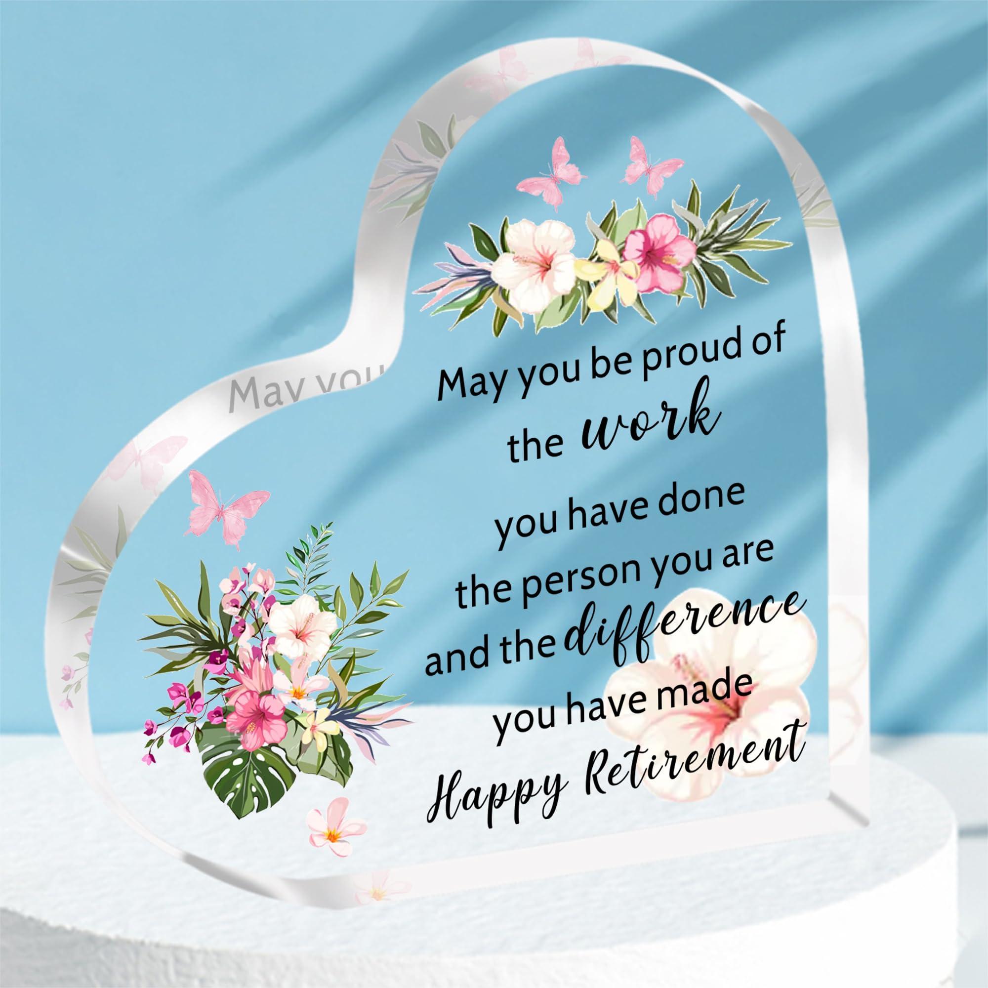 HULALA Happy Retirement Gifts For Women Friend Mum Colleague Nurse Teacher Mentor Tutor Staff Leaving Going Away Goodbye Farewell Acrylic Heart Retirement Plaque