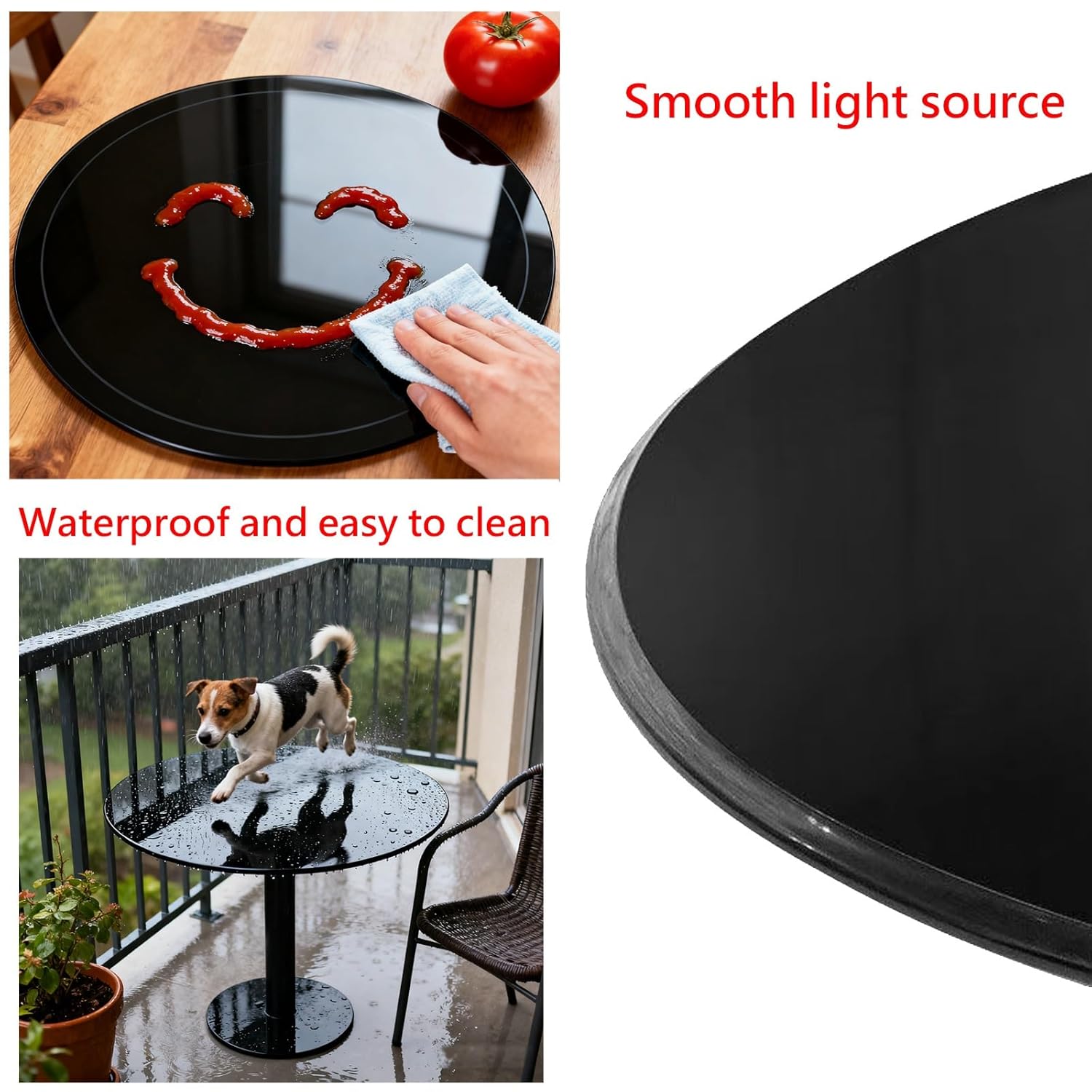 Round Glass Table Top, Tempered Glass Table Top, with Rounded Edge, Safe Flat Polished, for Dining Table, Home Office Glass Countertop. 50CM,80CM(44CM(17.3IN))