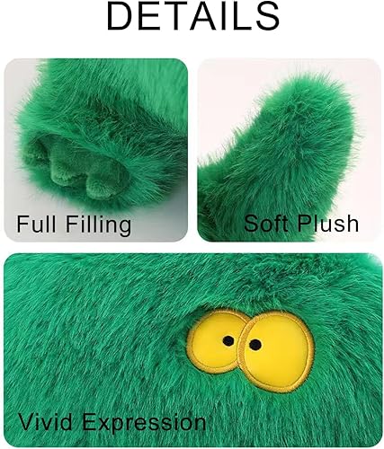 Miniatura 2 de CALUU Juguetes de peluche de dinosaurio verde de 13.8 pulgadas creativos, extravagantes peluches súper suaves y bonitos, cojines de peluche,