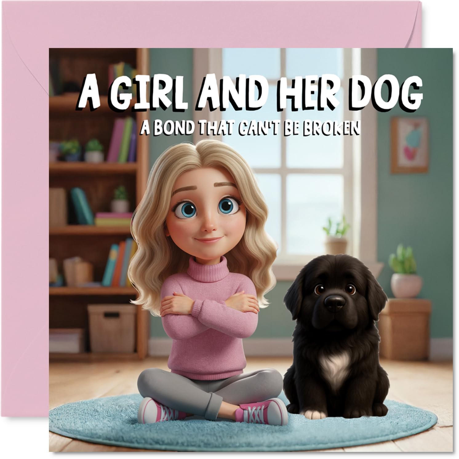 Newfoundland Birthday Card for Women - A Girl and Her Dog - Happy Birthday Card for Women, 145mm Female Greeting Cards