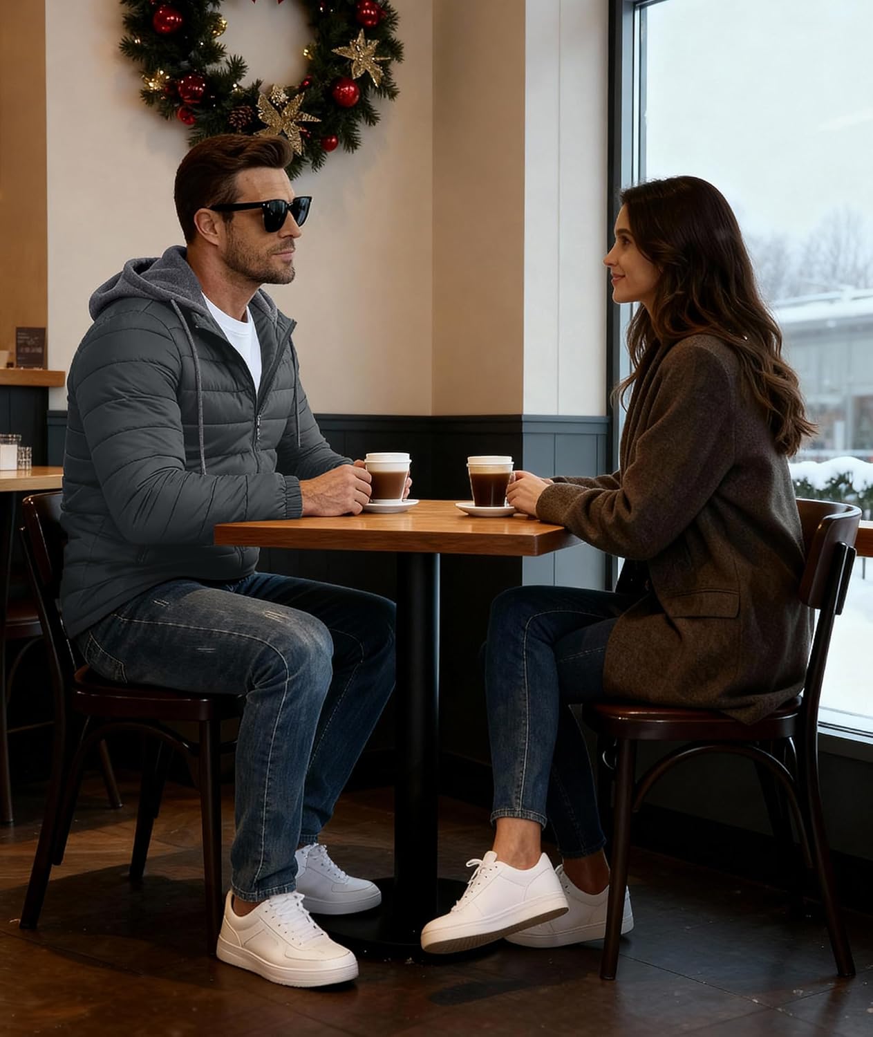 Men's Puffer Jacket Lightweight Winter Warm Jackets Quilted Hoodie Water Resistant Zip Up Insulated Puffy Coat with Hood - Image 3