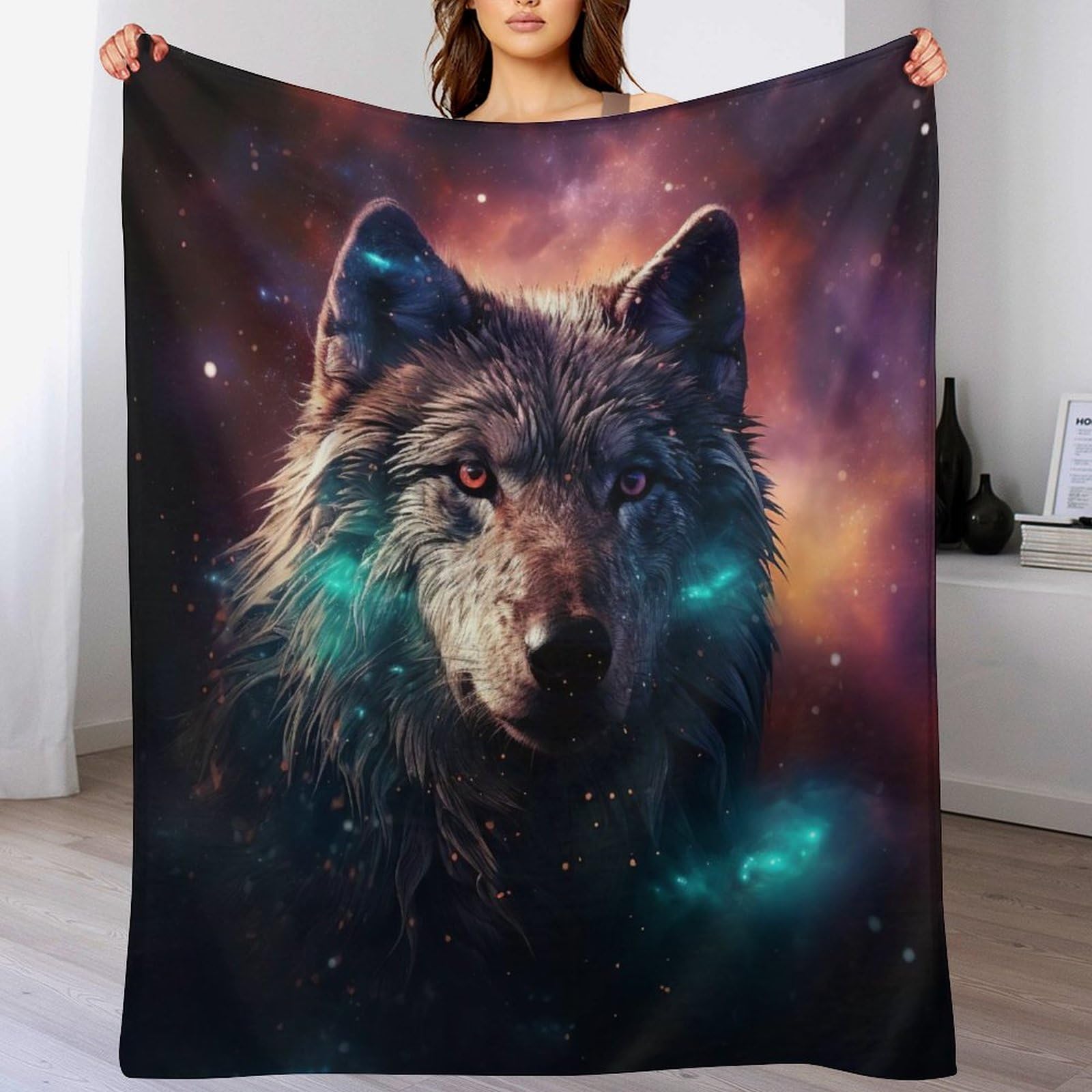Manta de lobo suave y franela gruesa para sofás modernos