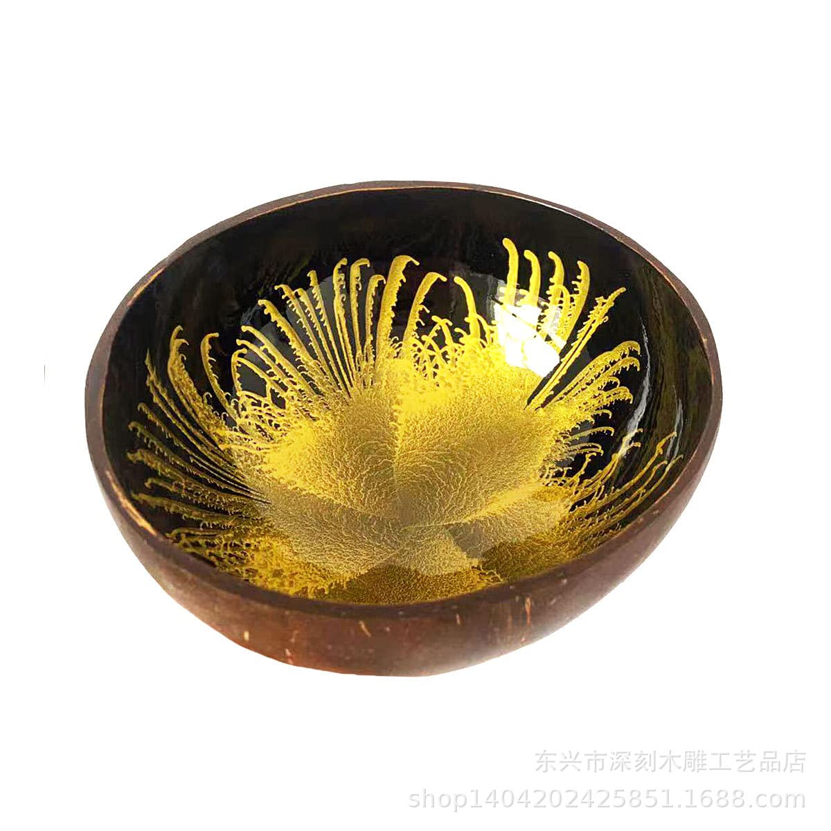QTMY Coconut Decorative Bowl Natural Coconut Shell Storage Bowl Coconut Serving Bowls Candy Container Nuts Holder(About 5.3 x 2.3 Inch) (Yellow)