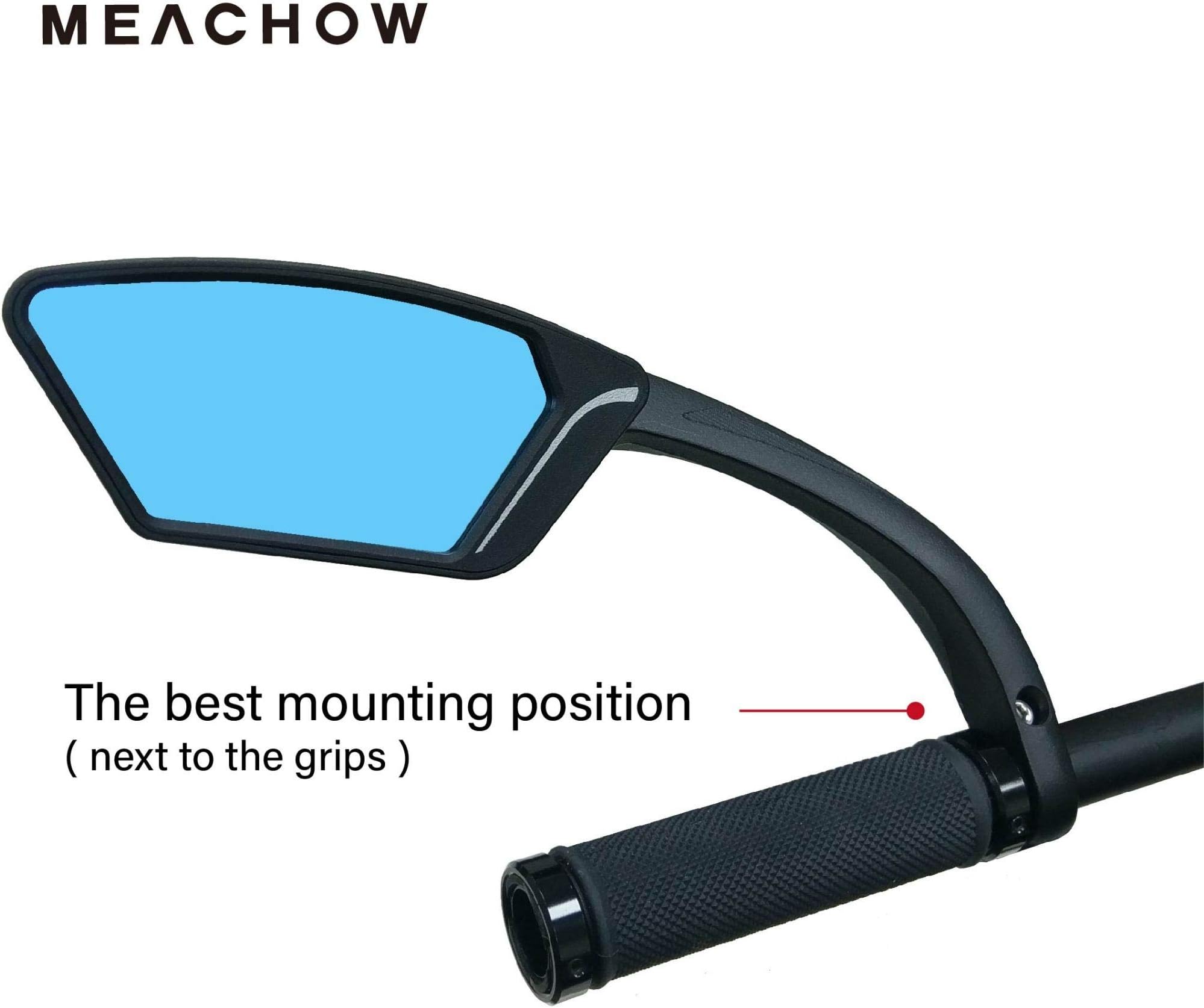 MEACHOW New Scratch Resistant Glass Lens,Handlebar Bike Mirror, Rotatable Safe Rearview Mirror, Bicycle Mirror,ME-002