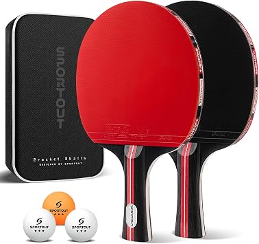 Table Tennis Bats - High-Performance Table Tennis Set with 2 Rackets, 3 Premium Ping Pong Balls & Compact Carry Bag for Indoor/Outdoor Competitions