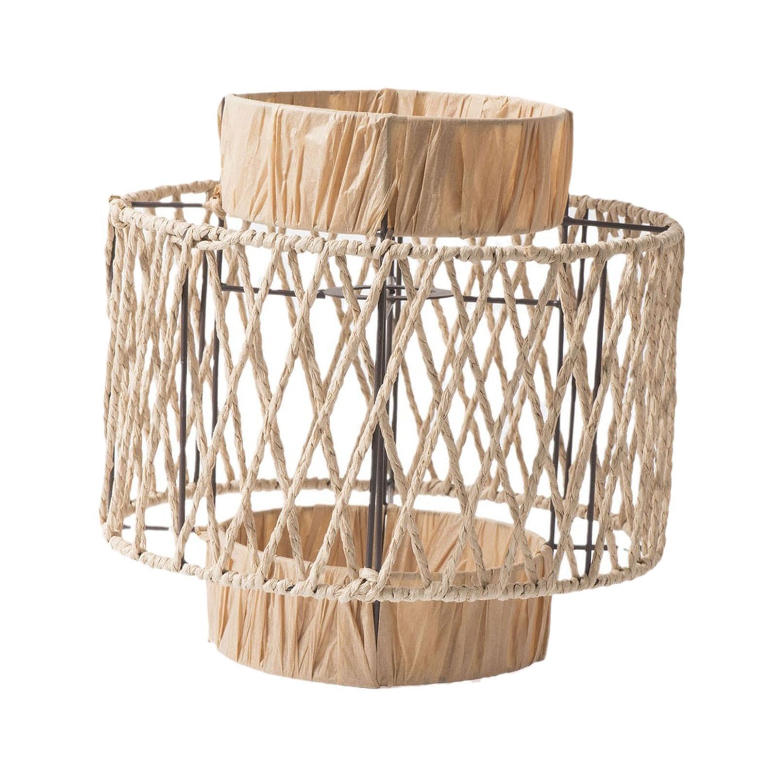 Twisaxc Light Contemporary Woven Lampshade Chic Iron Woven Rope Pendant Shades Complement Restaurant Bar And Cafe Ambiance Hanging Shades Handwoven Small Large Nordic