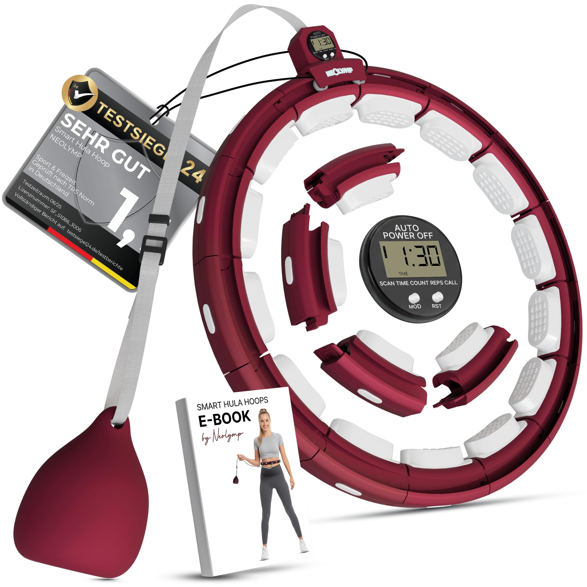 NEOLYMP Hula Hoop Reifen Smart verstellbar 29–40 cm – Tracking, Timer & Zähler