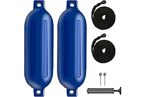 23in*6.5in Blue Boat Fenders Offer Reliable Boat Bumpers with Powerful Pump for Dock