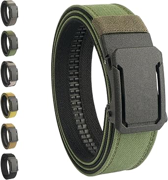 Upgraded Version Thickened Double-Layer Nylon Tactical Belt with Automatic Buckle, Ratchet Elastic Slide Buckle Belt