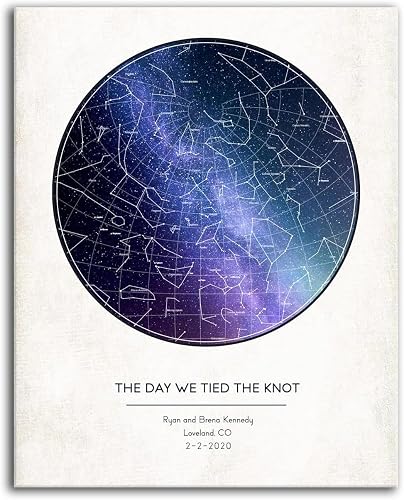 Your Night Sky Art - Precise Stars and Constellations From Your Special Date in 