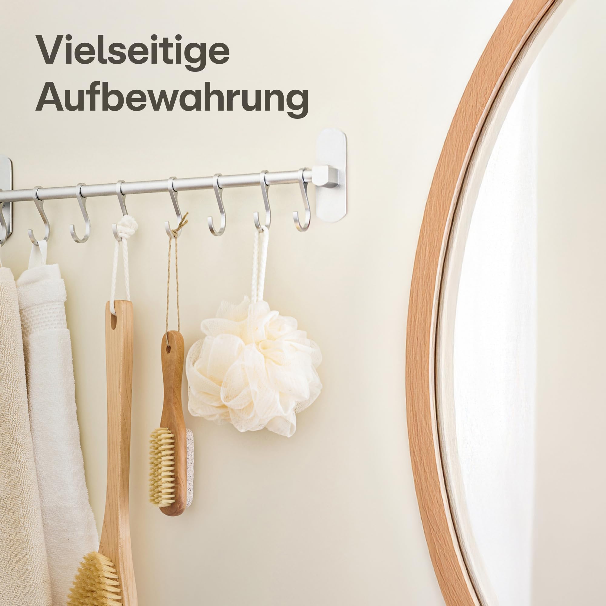 2 Hakenleisten Ohne Bohren - 40 Cm Alu-Leiste Mit 8 Haken & Saugnapf, Hält Bis 20 Kg