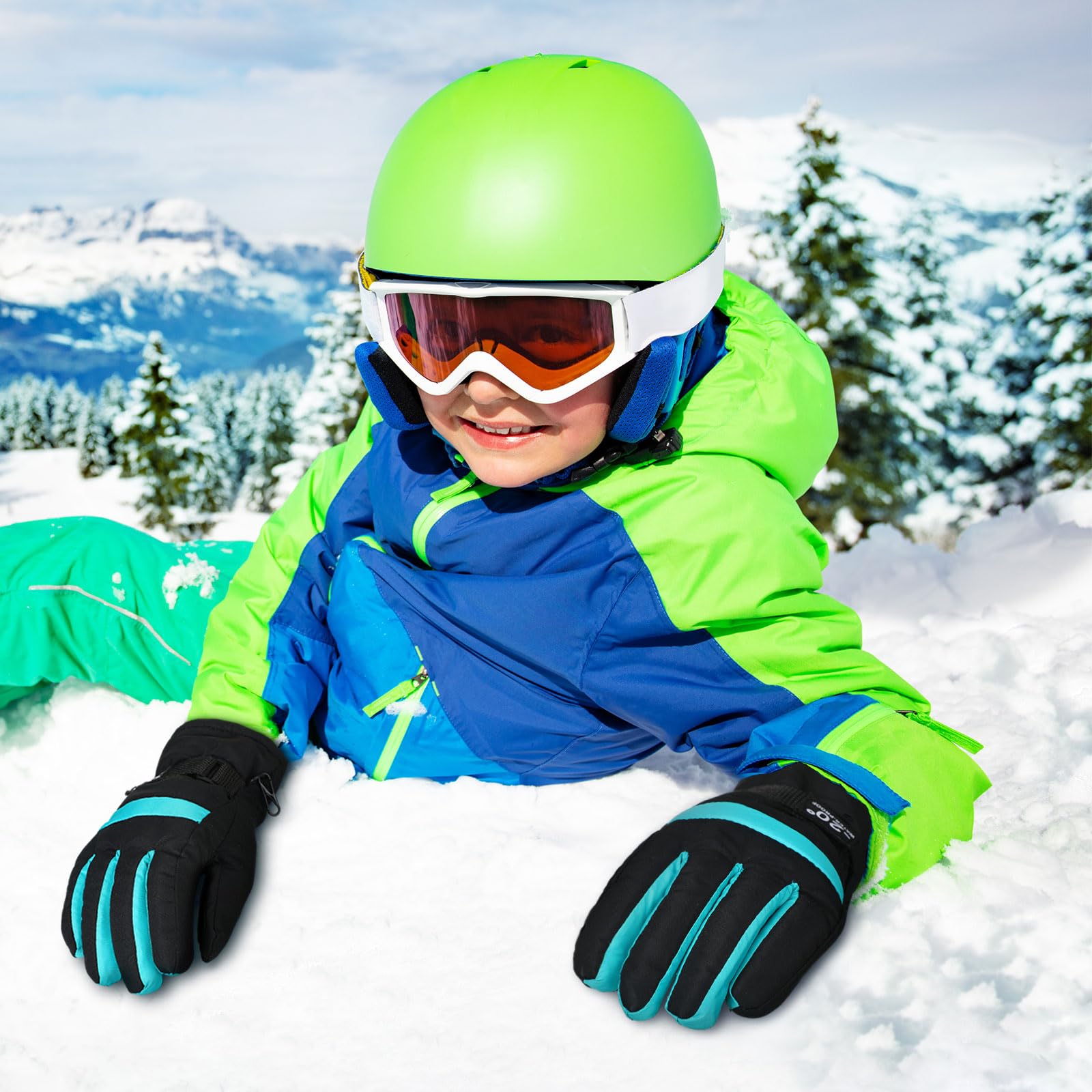 Bencailor 6 Paar Kinder Winter Handschuhe Wasserdichte Kinder Ski Handschuhe Winddichte Warme Schnee Handschuhe für Kinder Jungen Mädchen