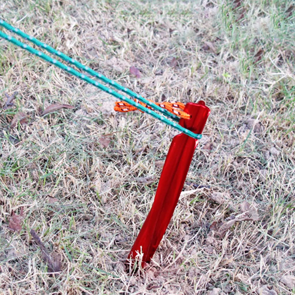 Piquet de tente, clou de tente/piquet de tente avec corde réfléchissante, piquets de tente de camping, alumine anodisée légère et durable, pour le camping en plein air, la plage et le sable - 25 cm