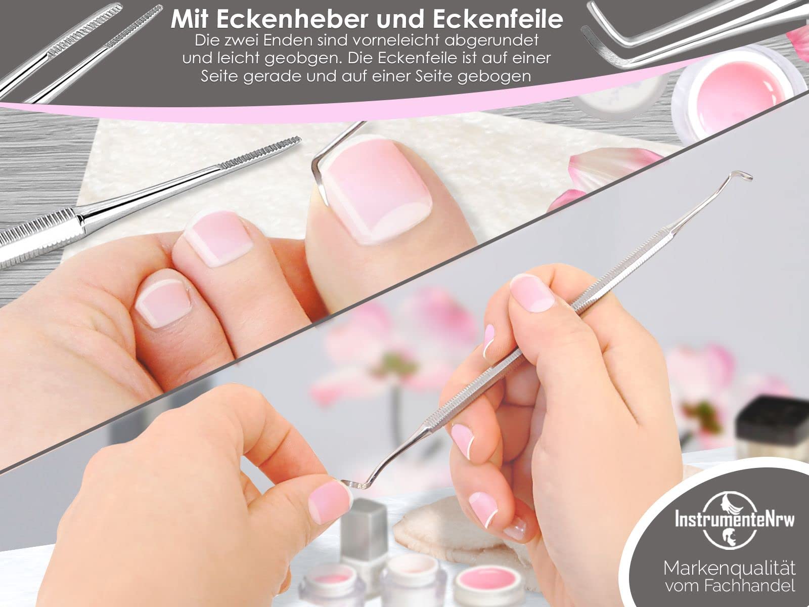 Fußpflegeinstrumente Set zur Fußpflege 8-teiliges Maniküre und Pediküre Set | Nagelzange Set aus Edelstahl für eine präzise Nagelpflege Inkl. Eckenheber & Eckenfeile für eingewachsene Nägel oder Fußnägel