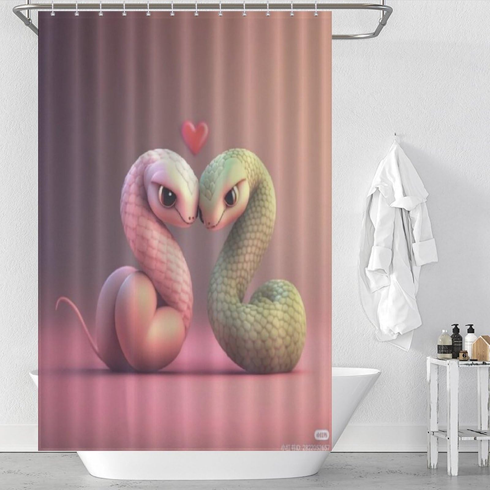 Rideau de douche serpent en tissus haut de gamme imperméable avec 12 crochets