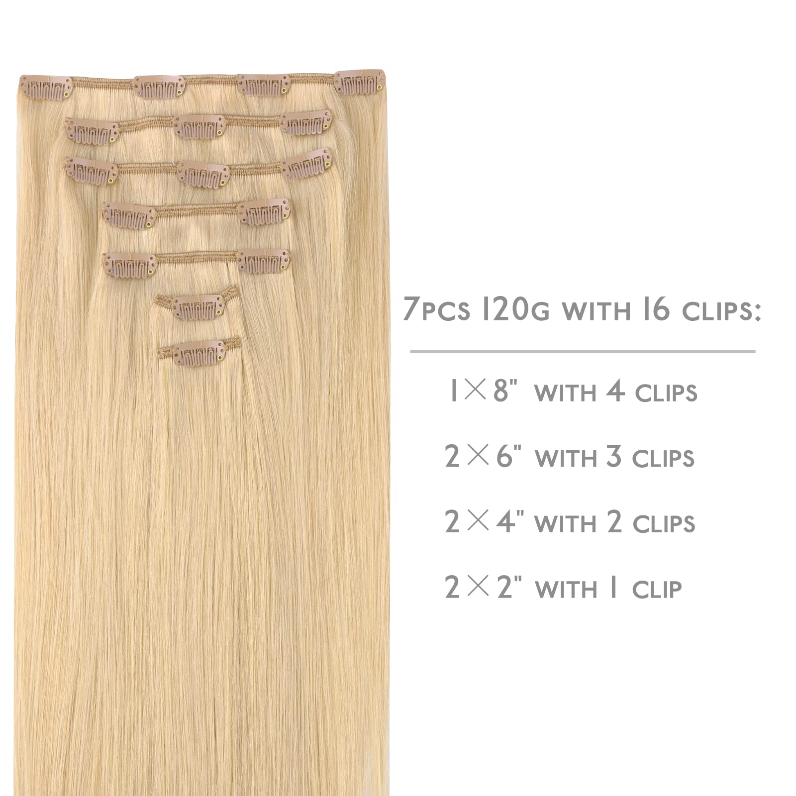 WENNALIFE Clip in Hair Extensions Human Hair 16 Inch 120g 7pcs Dark Brown Hair Extensions Clip in for Women Real Human Hair Double Weft Rallonge Cheveux Humain Extension Real Hair Extensions — view 369